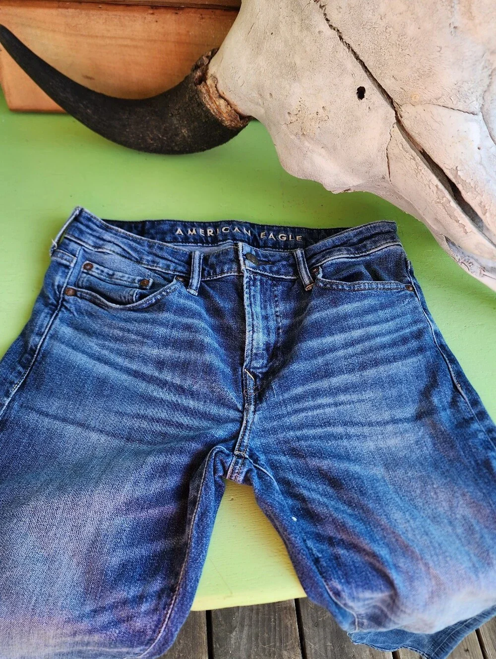 American Eagle Men's Flex Slim Straight Jeans Monaco Blue 30 X 32